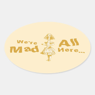 Vintage Alice Stretched in Wonderland Oval Sticker