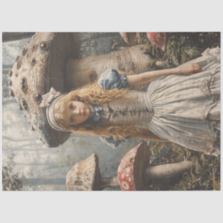 Vintage Alice Surreal Mushroom Forest Oil Painting Tissue Paper