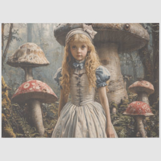Vintage Alice Surreal Mushroom Forest Panoramic Tissue Paper