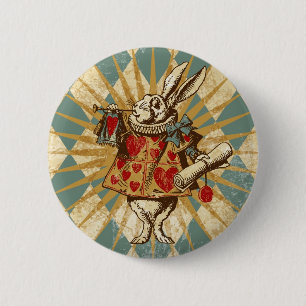 Vintage Alice White Rabbit 6 Cm Round Badge
