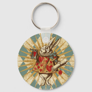 Vintage Alice White Rabbit Key Ring