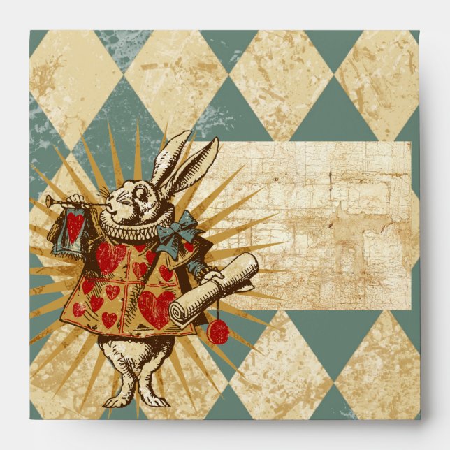 Vintage Alice White Rabbit Square Envelopes (Front)