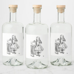 Vintage Alice's Adventures in Wonderland (1865) Liquor Bottle Label