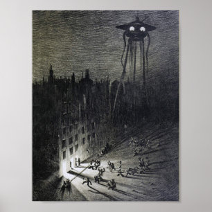 Vintage Alien Invasion Illustration Poster