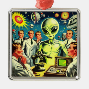 Vintage Alien Science Fiction Comics Metal Ornament