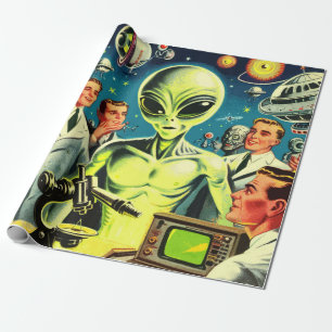 Vintage Alien Science Fiction Comics Wrapping Paper