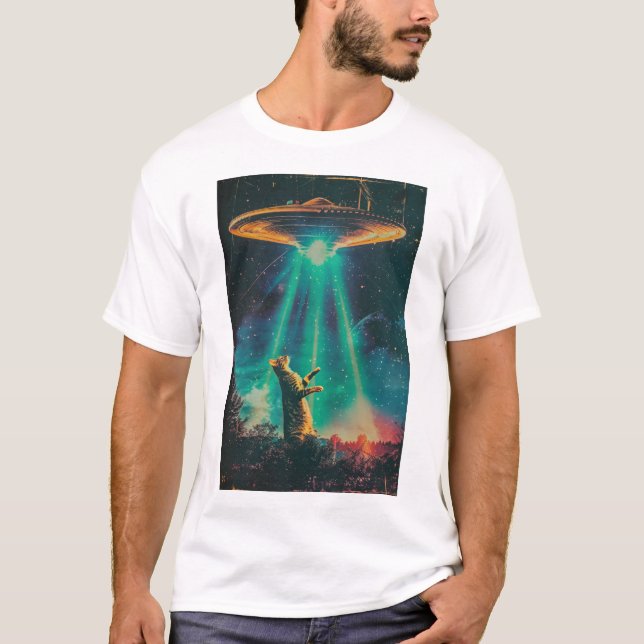 Vintage Alien UFO Abduction Poster T-Shirt (Front)