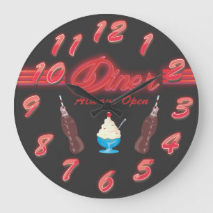 Vintage All American Diner Large Clock