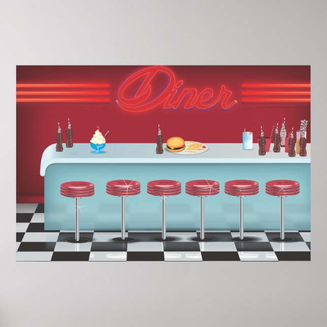Vintage All American Diner Poster (Front)
