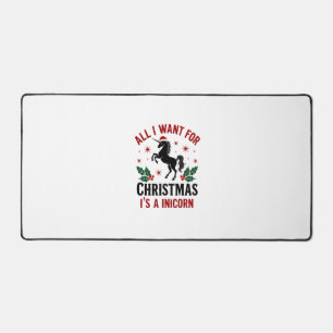 Vintage All I Want for Christmas Is a Unicorn Funn Desk Mat