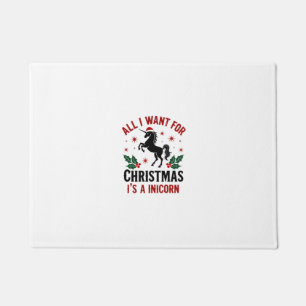 Vintage All I Want for Christmas Is a Unicorn Funn Doormat