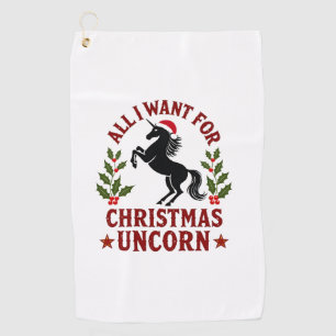 Vintage All I Want for Christmas Is a Unicorn Funn Golf Towel