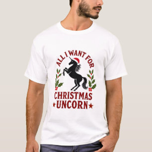 Vintage All I Want for Christmas Is a Unicorn Funn T-Shirt