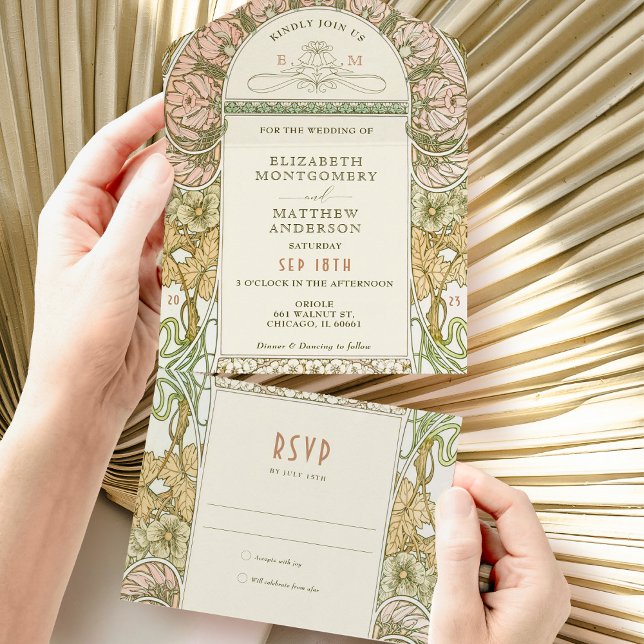 Vintage All in One Wedding Invitation by Mucha (Creator Uploaded)