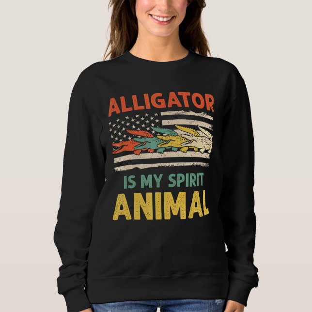 Vintage Alligator Animals  American Flag Sweatshirt (Front)