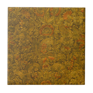 Vintage Allover Embossed Floral Pattern Ceramic Tile