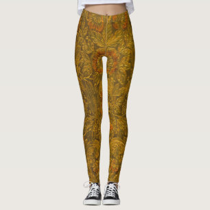 Vintage Allover Embossed Floral Pattern Leggings