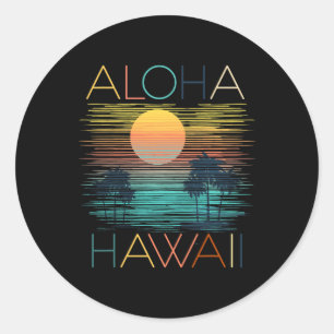 Vintage Aloha Hawaii Luau Hawaiian Vacation Costum Classic Round Sticker