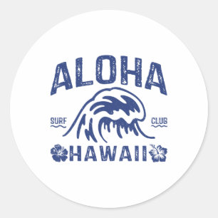 Vintage Aloha Hawaii Wave Surf Hawaiian Beach Surf Classic Round Sticker