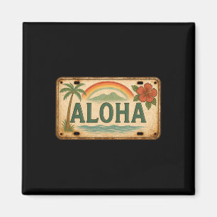 Vintage Aloha License Plate Hawaii Magnet