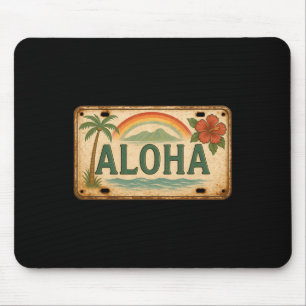 Vintage Aloha License Plate Hawaii  Mouse Pad