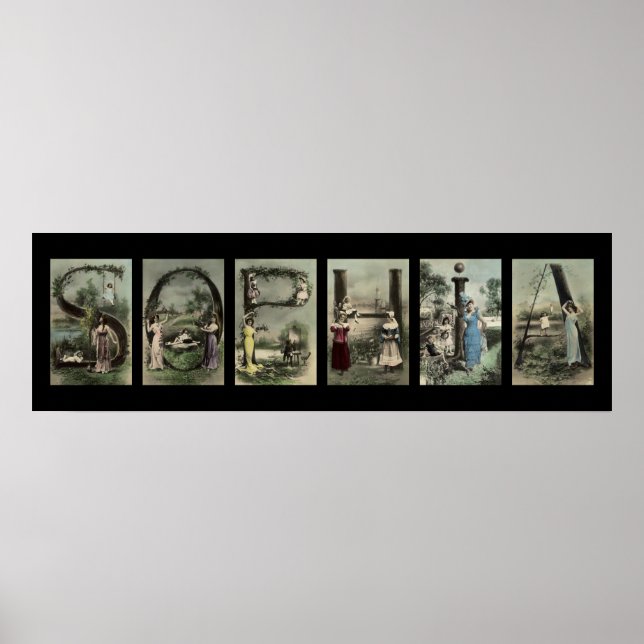 Vintage Alphabet Letter Name Art Poster (Front)