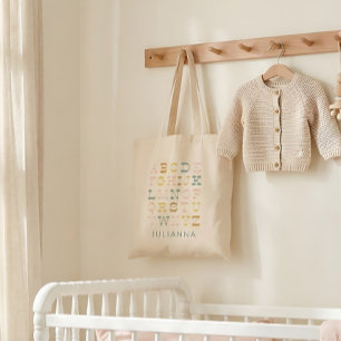 Vintage Alphabet Letters in Pastel Personalised  Tote Bag