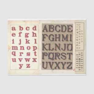 Vintage Alphabet Typography Decoupage Collage Tissue Paper