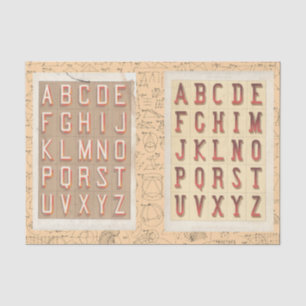 Vintage Alphabet Typography Mathematical Collage Tissue Paper
