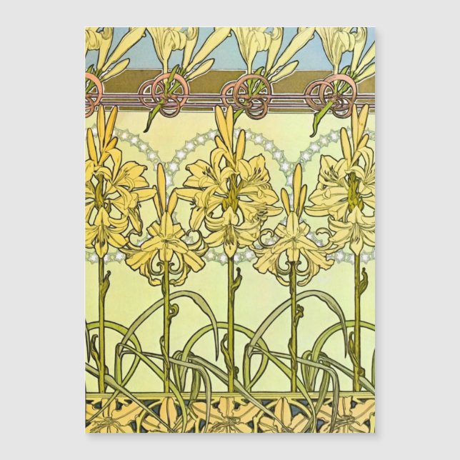 Vintage Alphonse Mucha Art Nouveau Lily Pattern (Front)