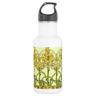 Vintage Alphonse Mucha Art Nouveau Lily Pattern 532 Ml Water Bottle