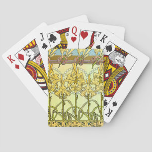Vintage Alphonse Mucha Art Nouveau Lily Pattern Playing Cards