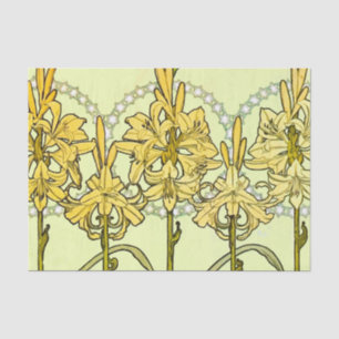 Vintage Alphonse Mucha Art Nouveau Lily Pattern Tissue Paper