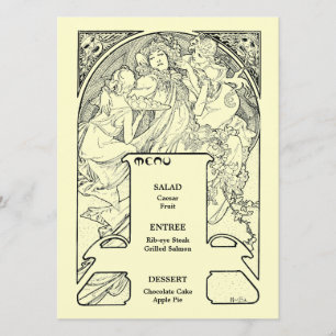 Vintage Alphonse Mucha Art Nouveau Wedding Menu