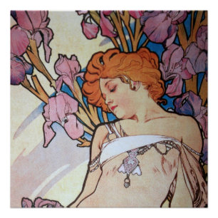 Vintage alphonse Mucha goddess Art nouveau Poster