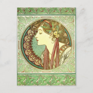 Vintage Alphonse Mucha Laurel GalleryHD Postcard