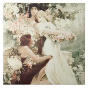 Vintage Alphonse Mucha Spirit of Spring  Ceramic Tile