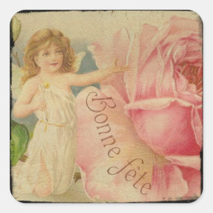 vintage altered art square sticker
