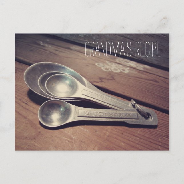 Vintage Aluminium Measuring Spoons Recipe Card (Front)