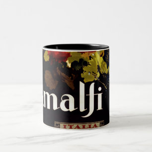 Vintage Amalfi Coast Italia Travel Poster Two-Tone Coffee Mug