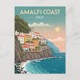 Vintage Amalfi Coast Travel Postcard