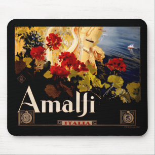 Vintage Amalfi Italia Travel Graphic Poster Art Mouse Pad