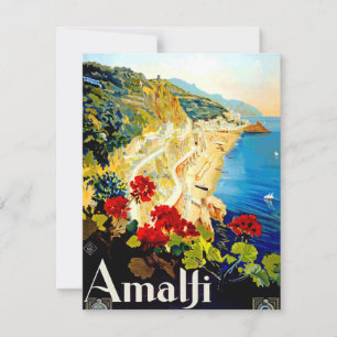 Vintage Amalfi Italy Europe Travel Card