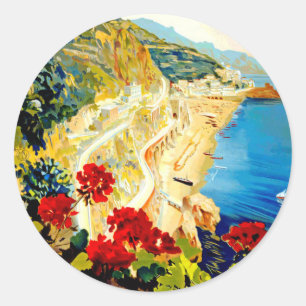 Vintage Amalfi Italy Europe Travel Classic Round Sticker