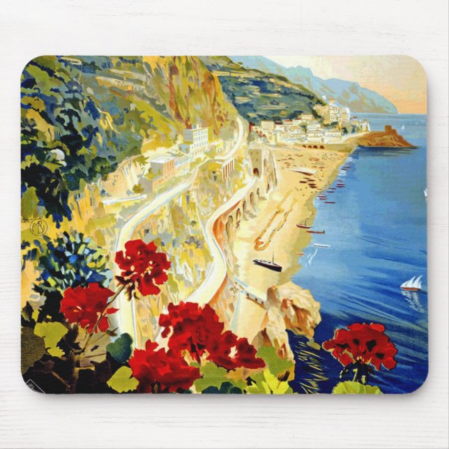Vintage Amalfi Italy Europe Travel Mouse Pad (Front)