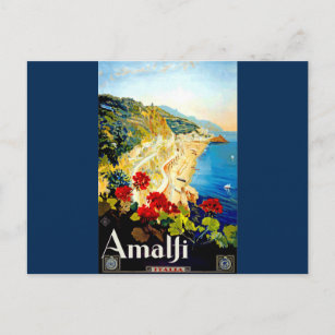 Vintage Amalfi Italy Europe Travel Postcard