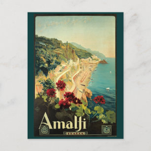 Vintage Amalfi Travel Advertisement Postcard