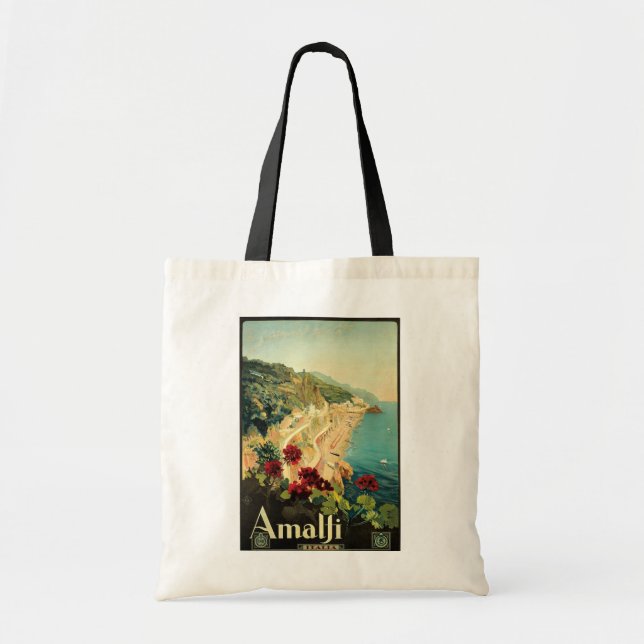 Vintage Amalfi Travel Advertisement Tote Bag (Front)