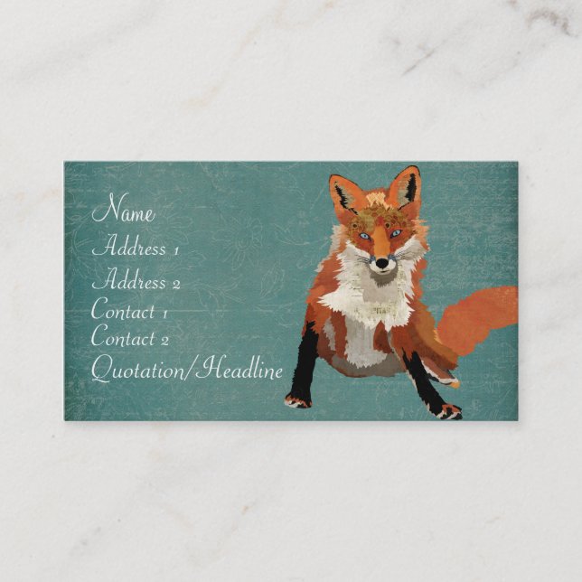 Vintage Amber Fox Business Card (Front)