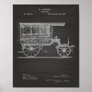 Vintage Ambulance 1889 Patent Art Chalkboard Poster